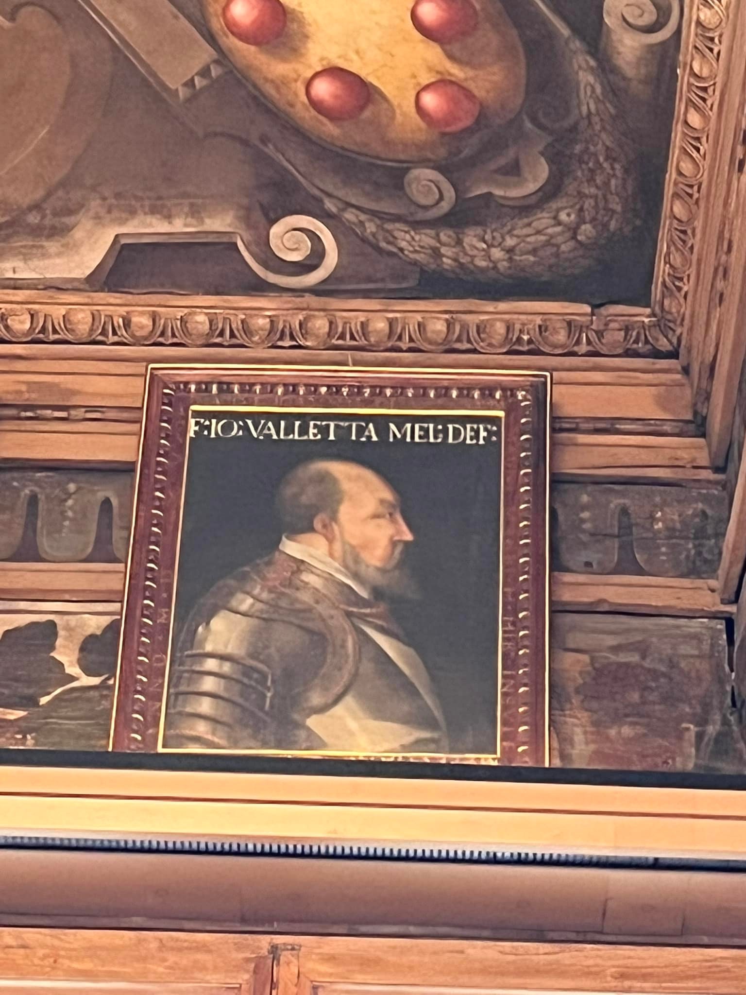 Framed portrait bearing the inscription Io. Valletta Mel. Def.