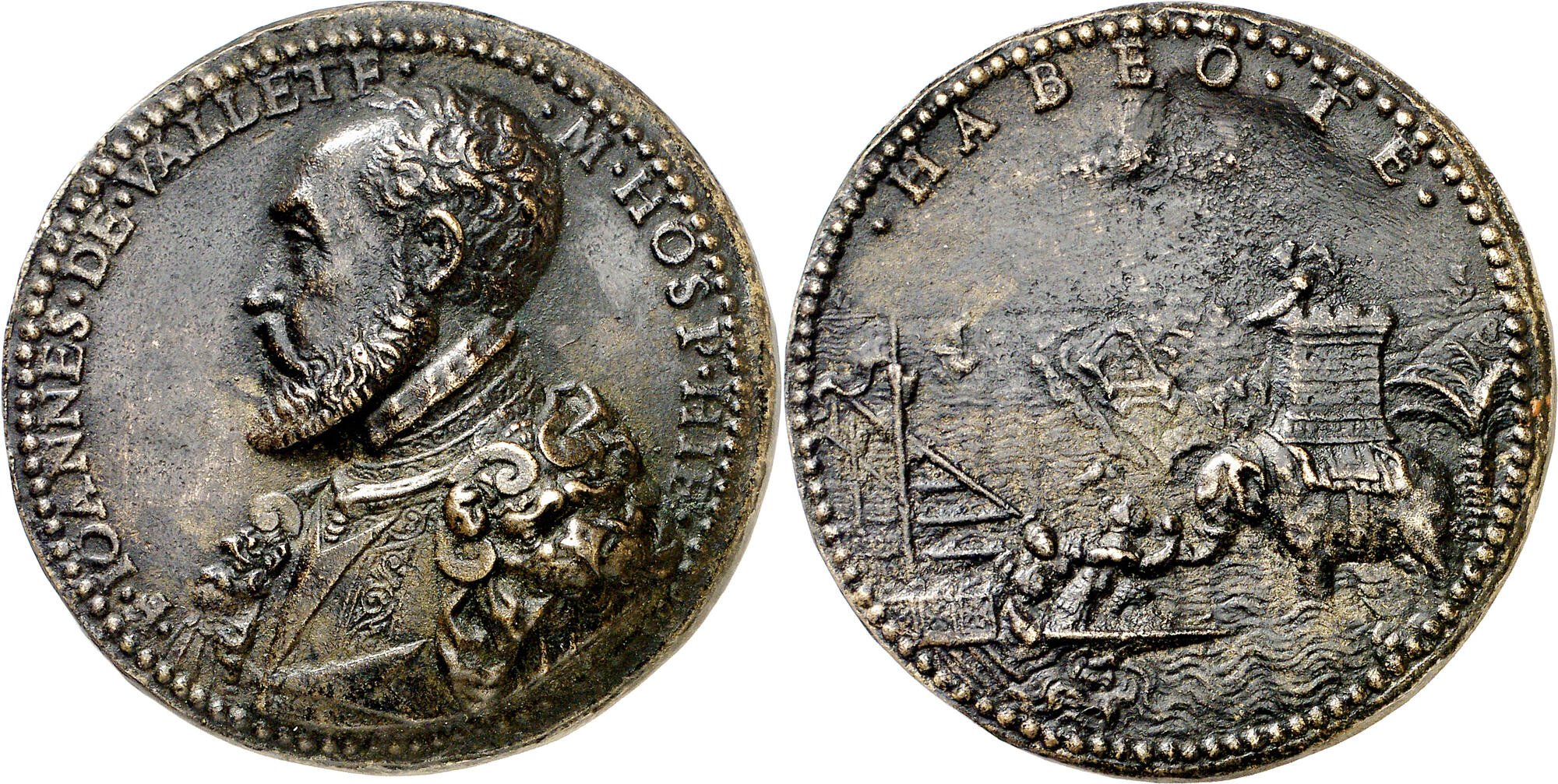 Both sides of a medal bearing Jean de la Valette’s name