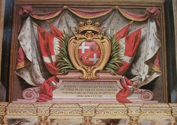 Memorial composition with the arms and banners of Jean Parisot de la Valette