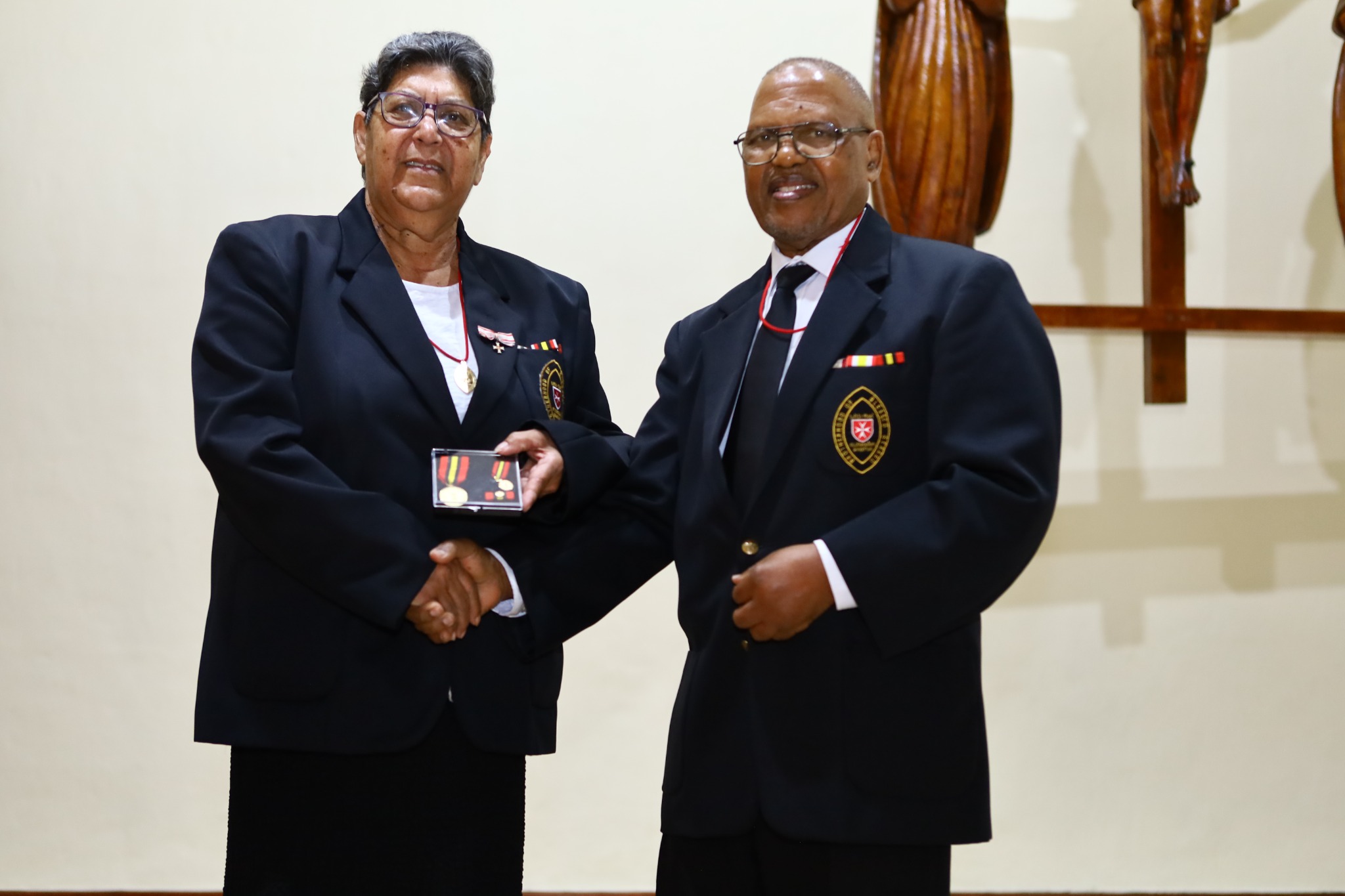 Caroline Frances Beaumont receiving the Gold Medal of Merit on 6 September 2026
