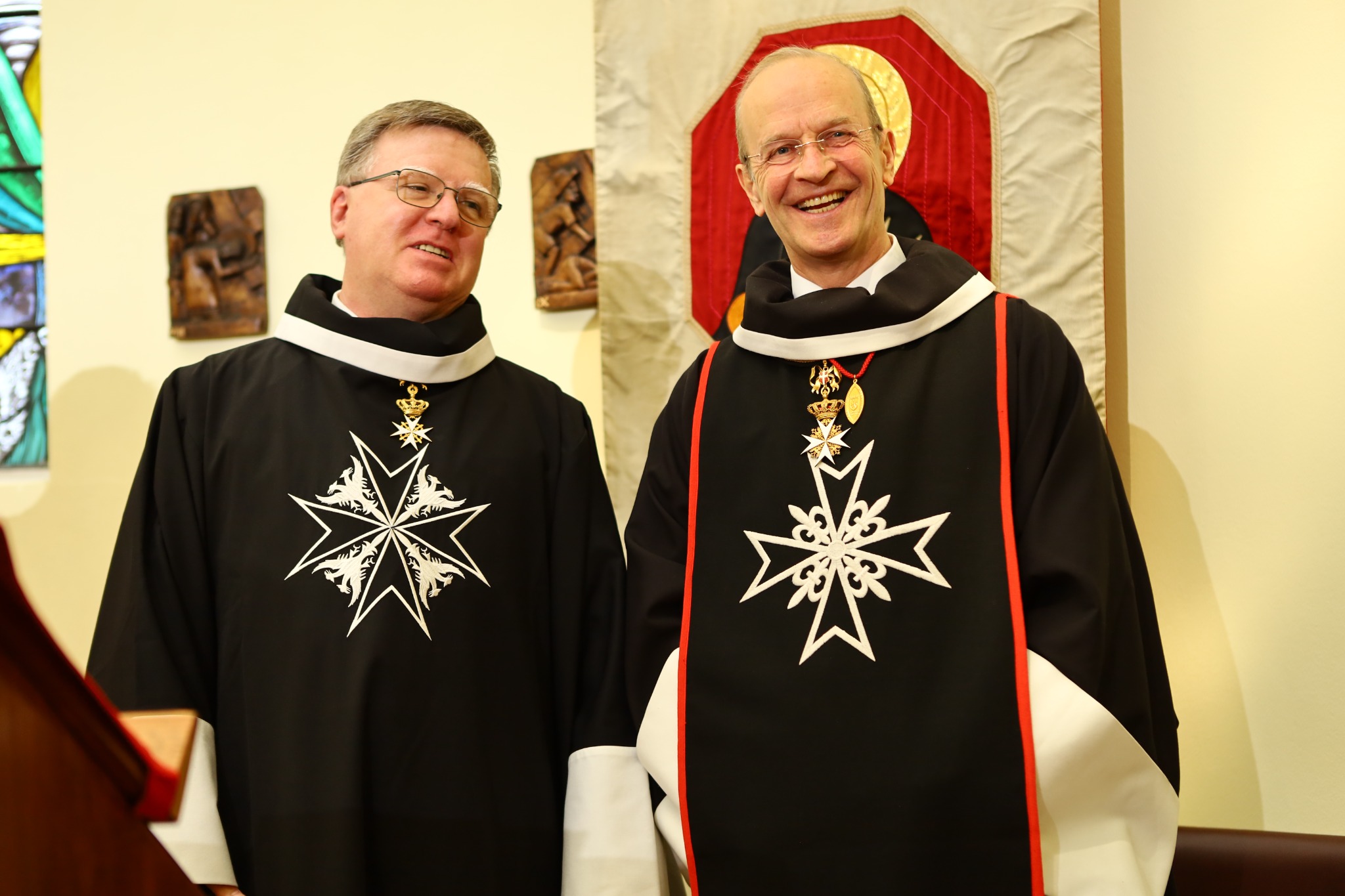 Dr Douglas Ross with Major General Dr Josef D. Blotz following his investiture as a Knight of Magistral Grace