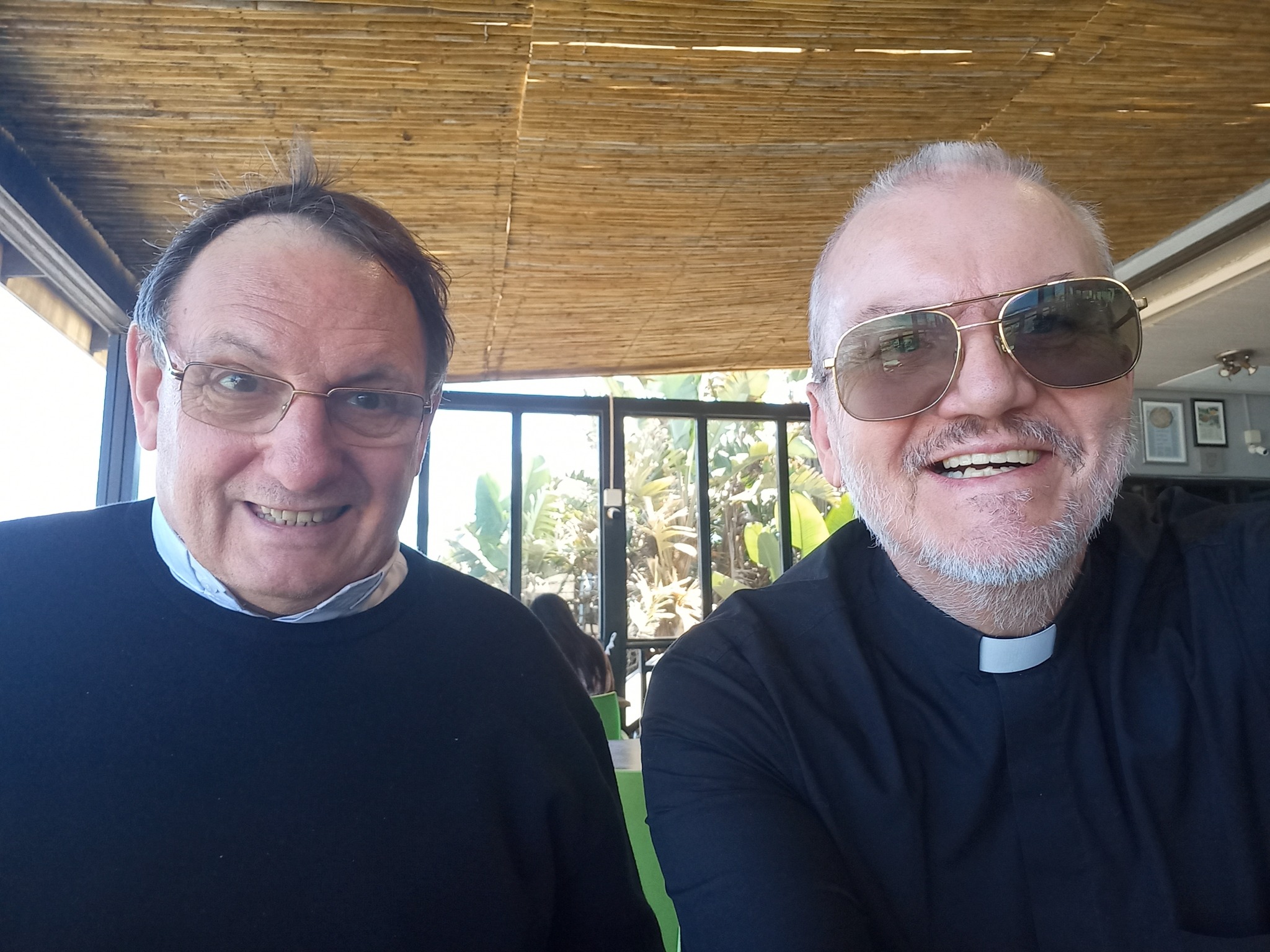 Bishop Jean Clément Laffitte with Father Gérard during the visit
