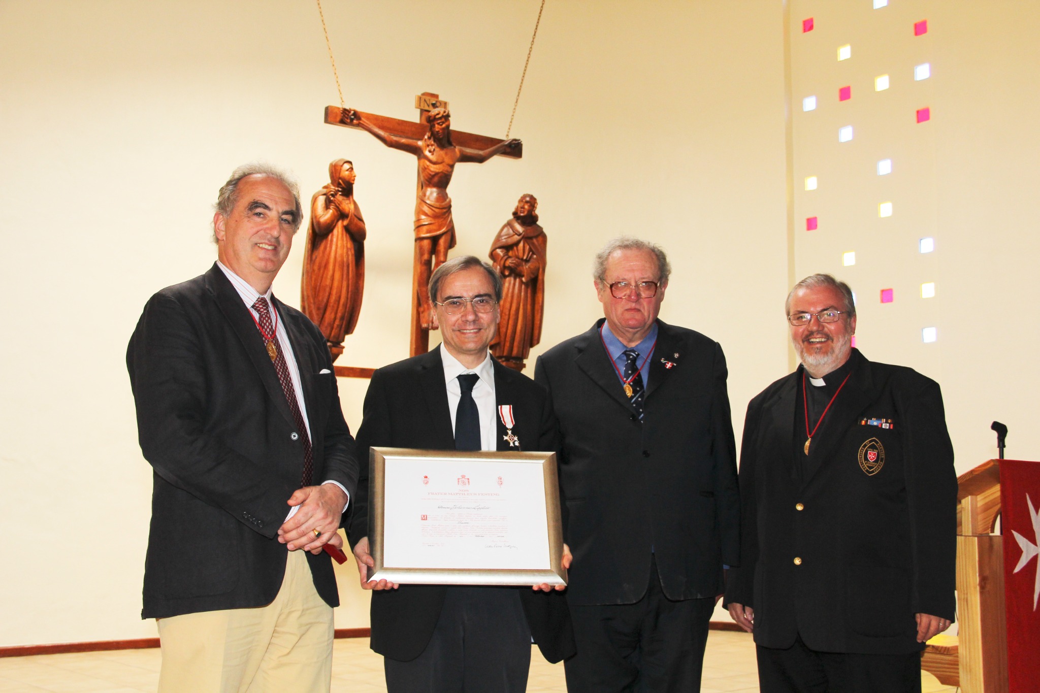Johannes Lagleder with the Cross pro Merito Melitensi and certificate