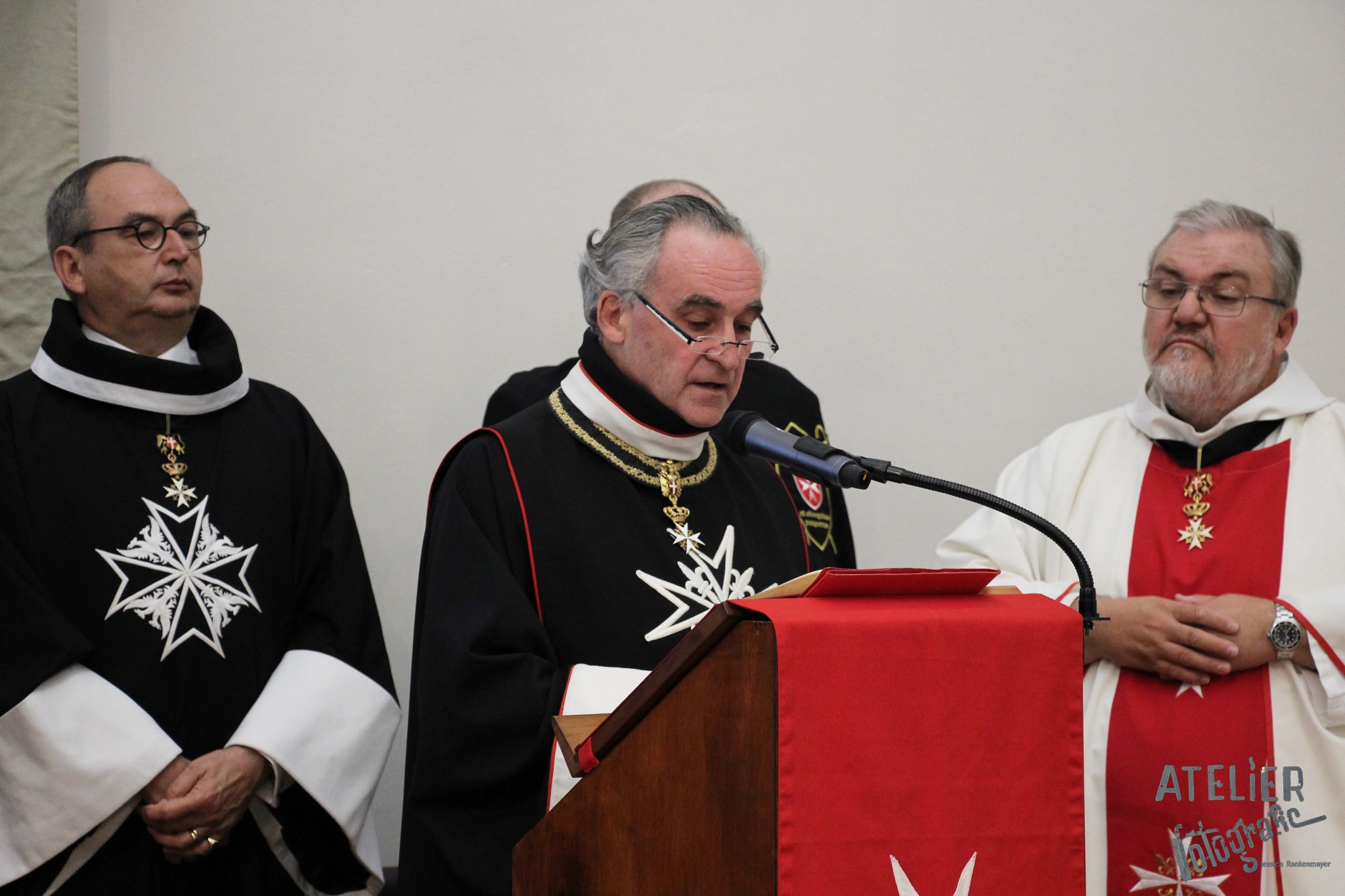 Dominique Prince de La Rochefoucauld-Montbel speaking during the liturgical celebration